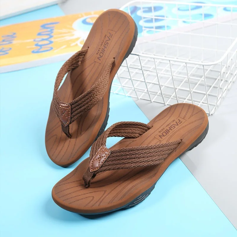 

Portable Casual Soft Flat Slippers Fashion Male Summer Men Sandals Non-slip Flip Flops Sandals Flat Beach Slippers Shoes