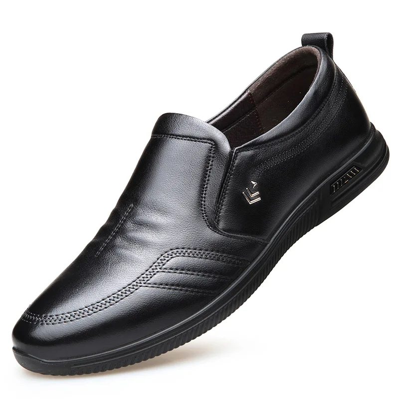 

New Men's Shoes Casual Leather Shoes Slip-on Soft Bottom Soft Surface Breathable Leather Shoes Breathable Versatile Shoes