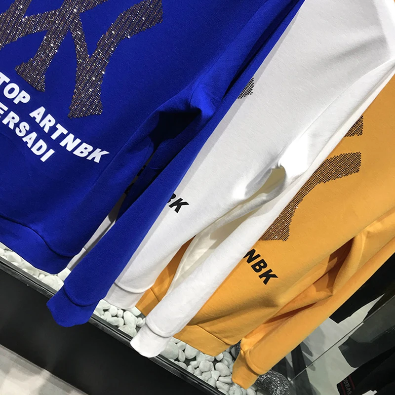 

New Arrival 2021 Full Winter Frosted Slim Hot Sale Drill Long Sleeve Trend Short O-neck Solid Cotton Hip Hop Sweatshirt Men