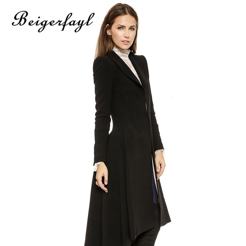Beigerfayl 2019 длинные шерстяные Casaco Corta Vento Feminino черные пальто Preto Abrigo Negro Mujer Manteau Femme