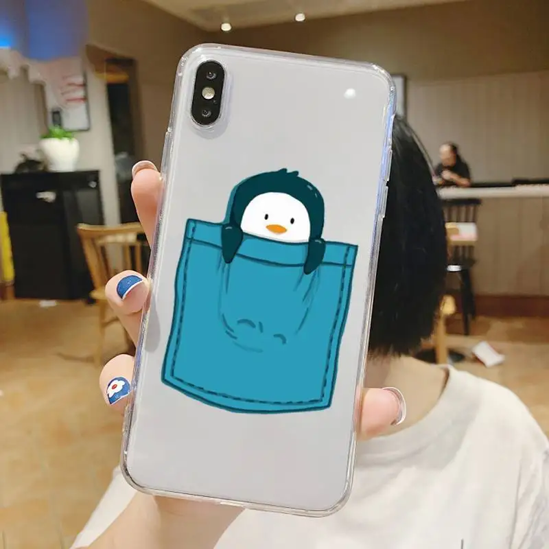 

Lovely Penguin Polar cartoon Bear Phone Case Transparent soft For iphone 5 5s 5c se 6 6s 7 8 11 12 plus mini x xs xr pro max