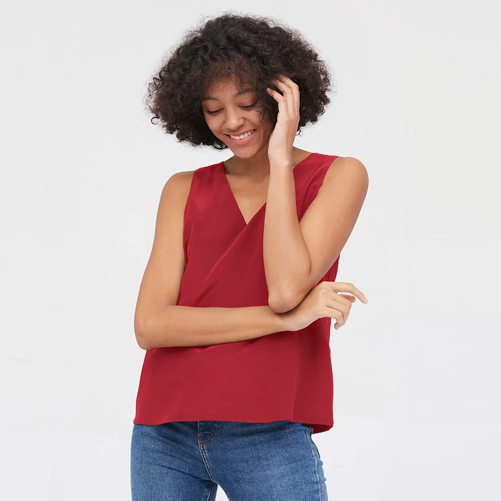 Шелковые майки LilySilk с V-образным вырезом без рукавов для женщин новинка