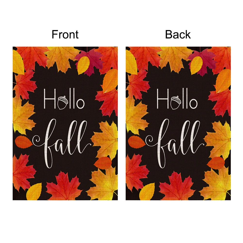 Садовый флаг Осенний урожай Тыква клен узор двойной Печатный для двора сада