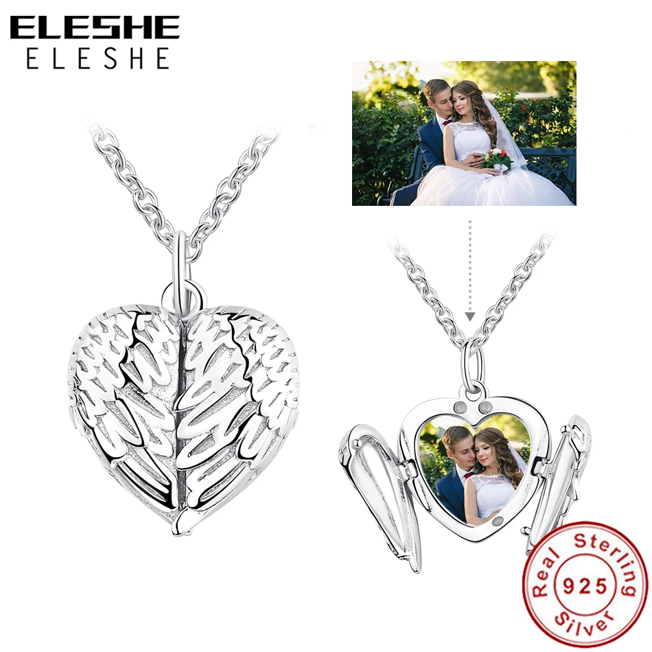 ELESHE 925 Серебро Сердце Wing ожерелье подвеска колье для женщин персонализированные