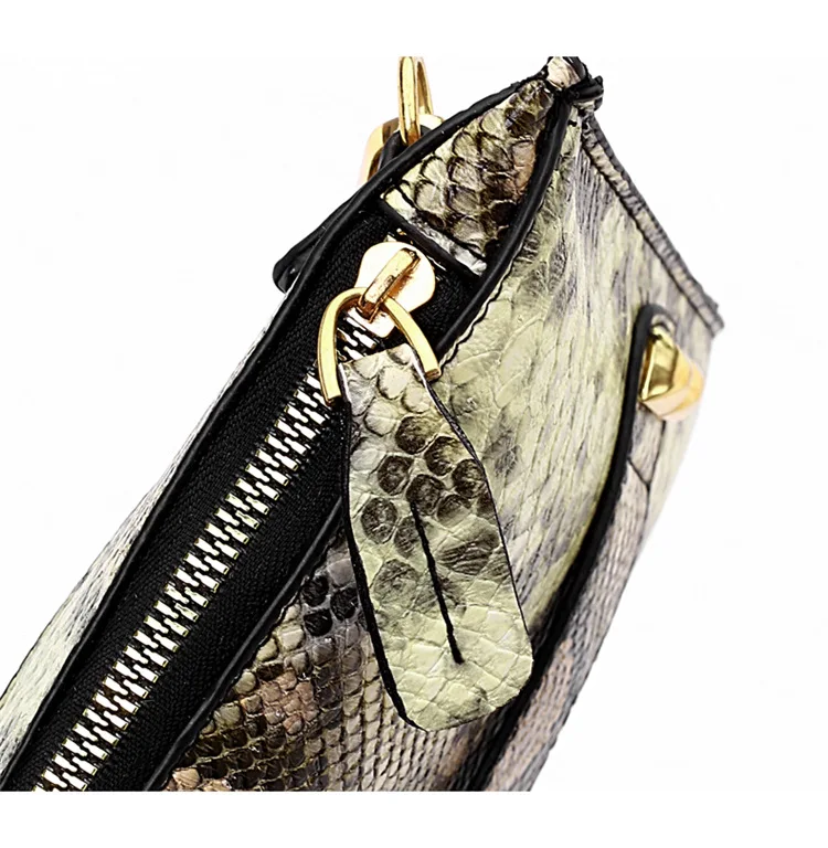 Fashion Python Laptop Bag Zipper Clutch Pouch Bag serpentine ladies Envelope Wristlet Purse Bag pu Leather Handbags black images - 6