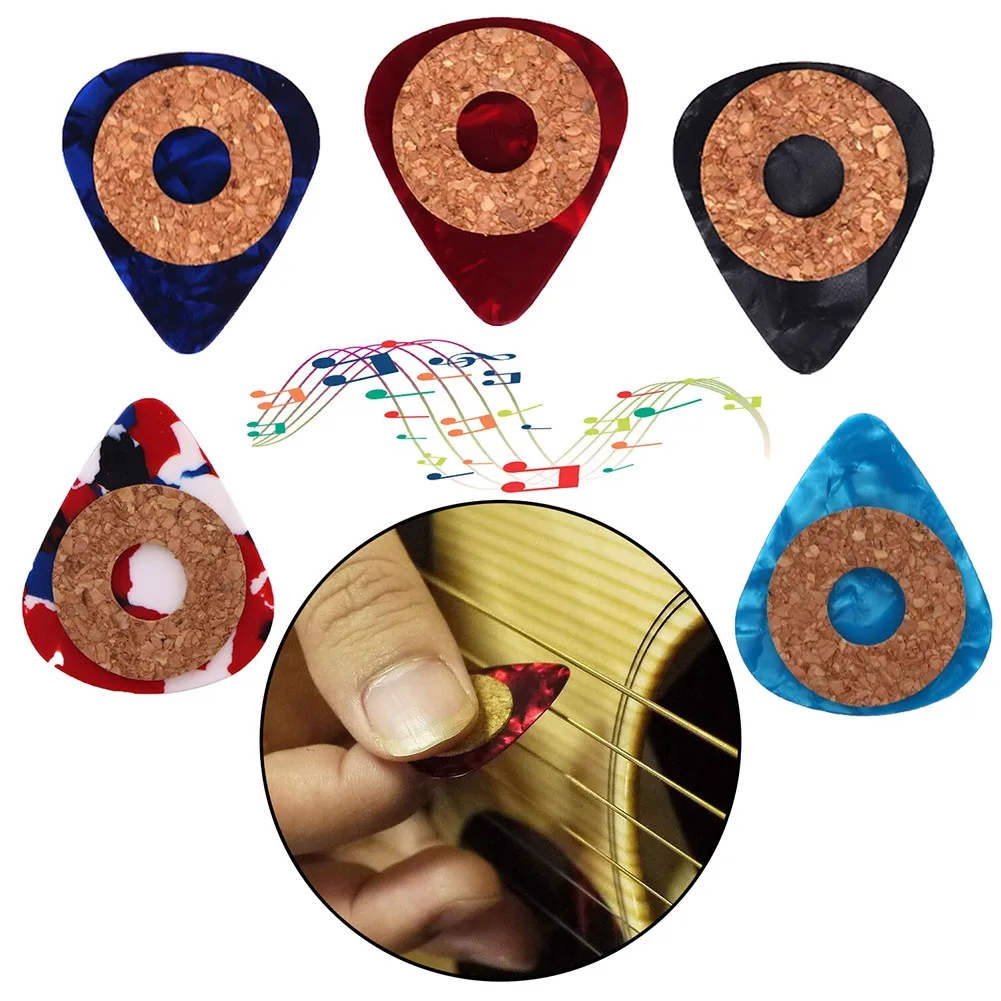 

5 PCS Cork Grip Guitar Pick Celluloid Plectrum Anti-Skid 0.46mm 0.71mm 0.96mm With Cork Grips Prevent Slipping Mediator Tool