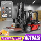 Высокотехнологичное приложение MOULD KING 13106 MOC, Инженерная техника на радиоуправлении Mk II, вилочный погрузчик, электрический погрузчик, строительные блоки, кирпичи, игрушки для детей