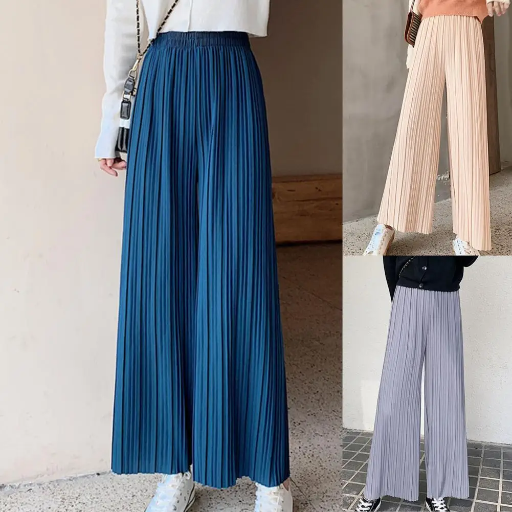 

Повседневные модные однотонные широкие брюки с высокой талией, уличная одежда, женские брюки с высокой талией для свидания