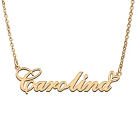 love heart carolina name necklace for women stainless steel gold silver nameplate pendant femme mother child girls gift