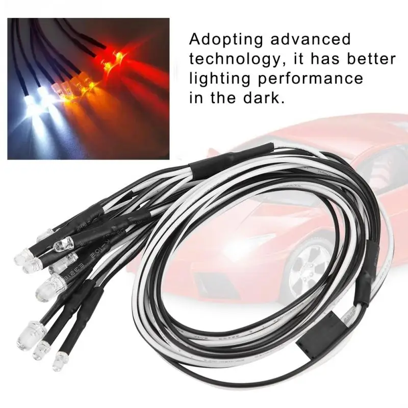 Резиновые 10 шт 5 мм/3 мм фары светодиодные фонари с тросами RC модель дрейфа