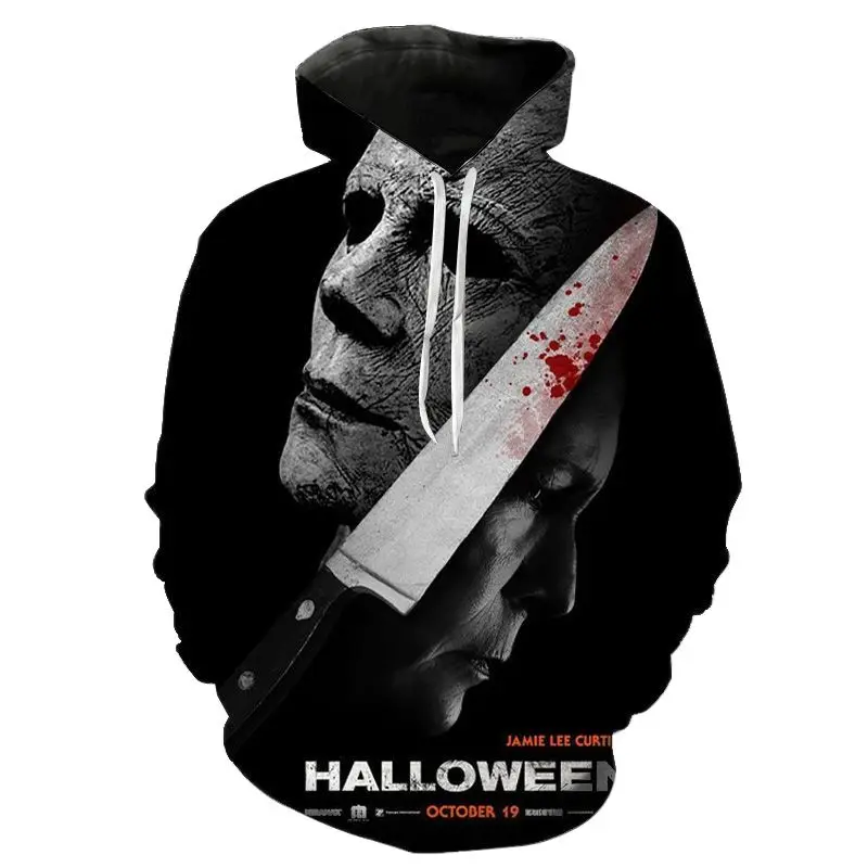 

Spring Autumn Funny Hoodies Halloween Horror Michael Myers 3D Pullover Printed Men Women Children Sweatshirts Boy Girl Kids Tops