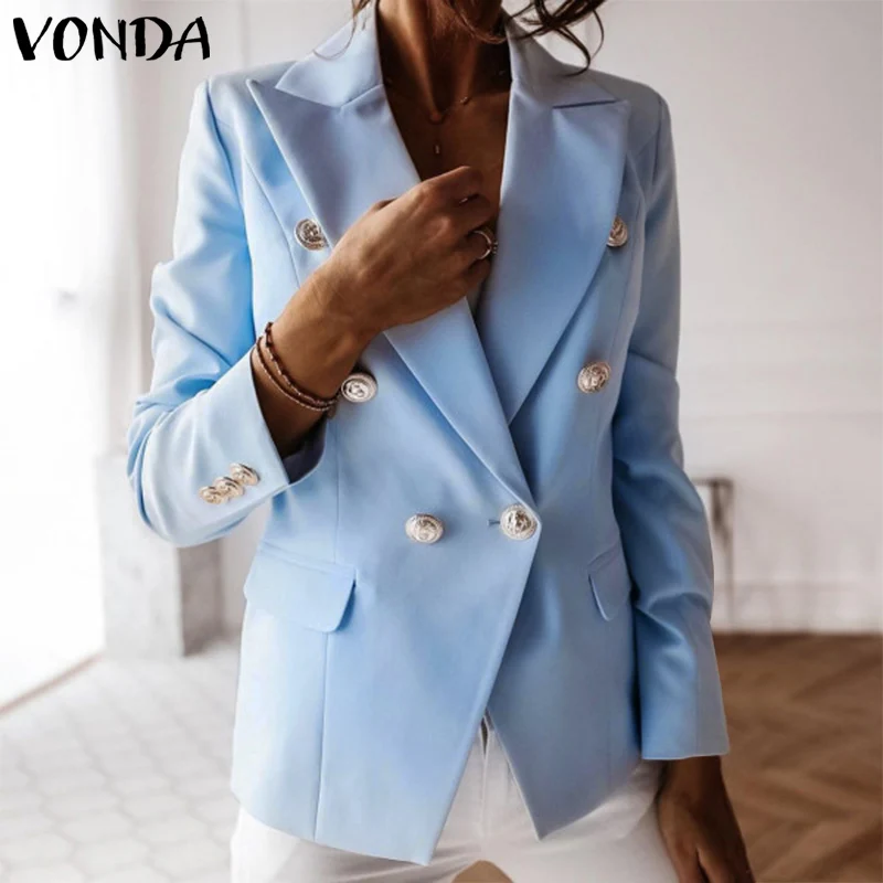 

VONDA 2021 Women Office Suit Blazer Spring Casual Long Sleeve Lapel Formal Coats Elegant Jackets Outerwear Veste Female Blazer