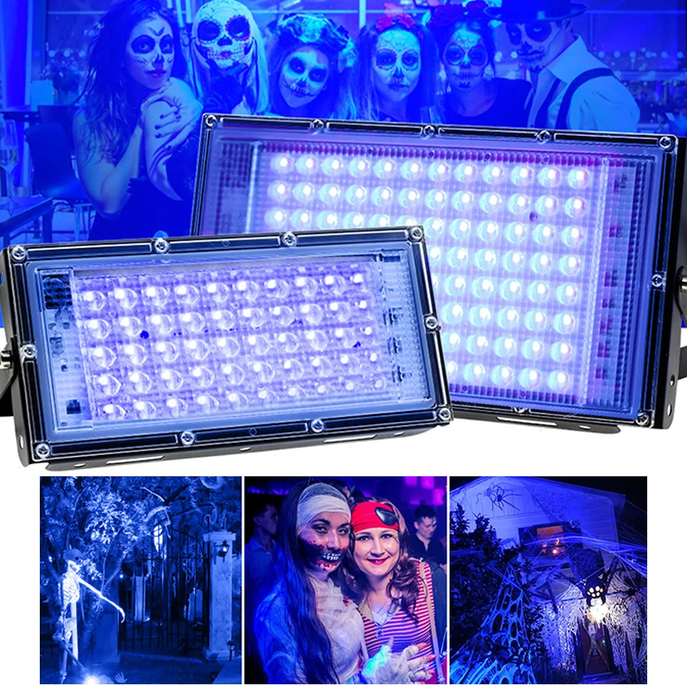 

UV Flood Light Fluorescent Stage Lamp 50W UV Curing Party Stage Blacklight For Parties Curing Glue 395nm Halloween Lights