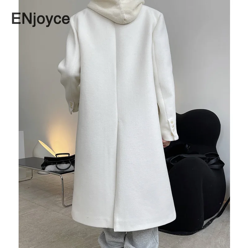 Зимнее новое шерстяное кашемировое длинное пальто в стиле ретро черный