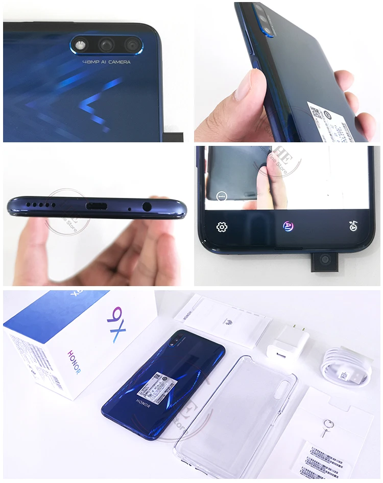 Honor 9X Global rom, 4 ГБ, 64 ГБ, 128 ГБ, 48 МП, две камеры, GPU Kirin 810, четыре ядра, 6,59 дюймов, FHD, полный экран, мобильный телефон, смартфон