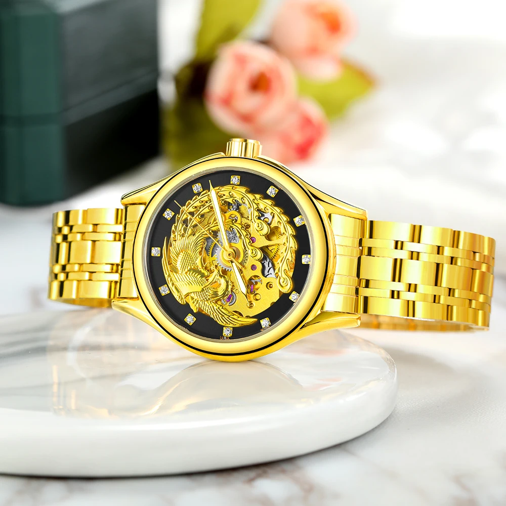 Часы наручные WINNER Top мужские/женские механические роскошные золотистые