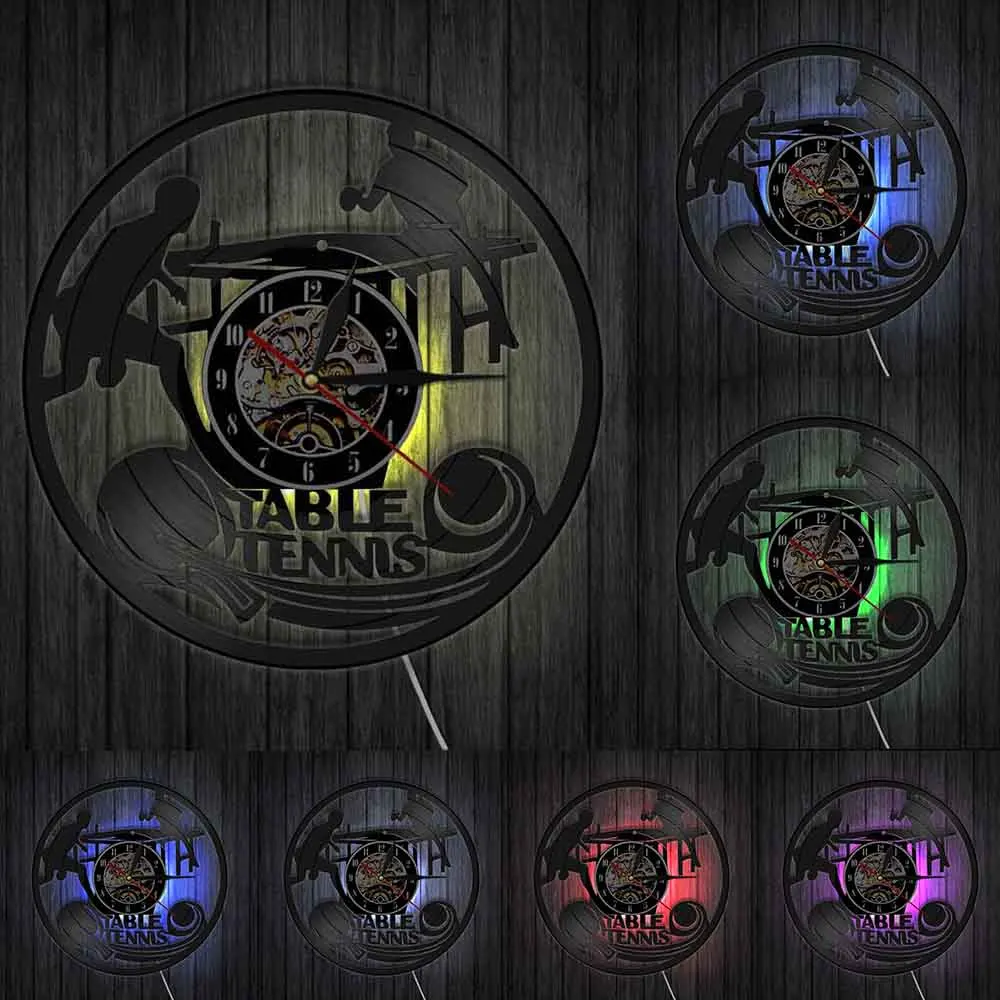 Играть в игры настольный теннис виниловых пластинок часы пинг понг светодиодный