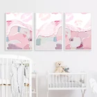 Современная Абстрактная розовая Геометрическая Картина на холсте, Женский постер с принтом губ, настенные картины для спальни, девушки, гостиной, домашний декор