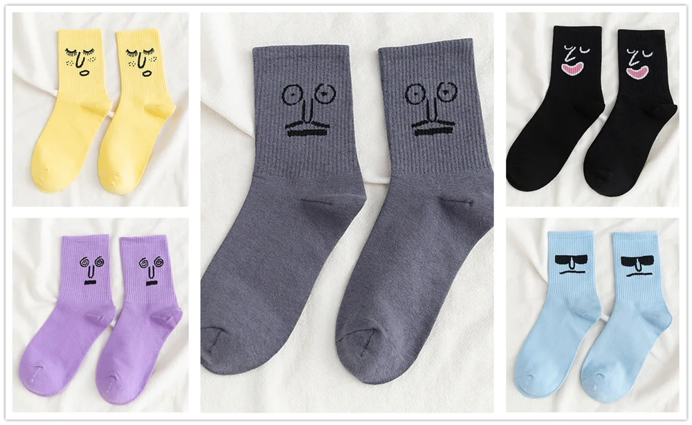 5 pairs 5 пар/упак. унисекс сюрприз Средние мужские носки Harajuku ColorfulWinter смешные мужские носки 100 Хлопок Kawaii Размер 35-42 - Цвет: 5 pairs
