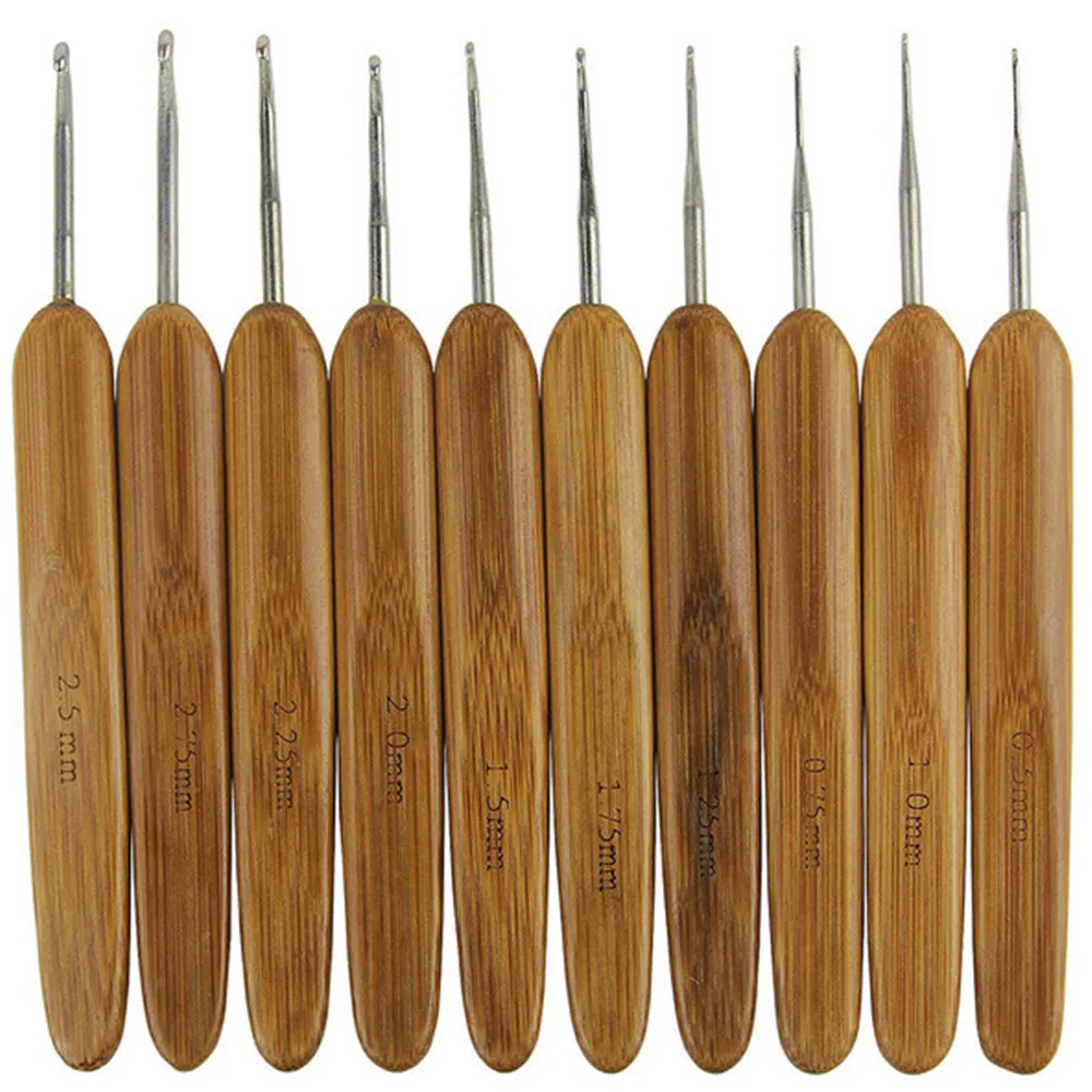 

1pcs Bamboo Handle Craft Needle Home Use Crochet Hooks Portable Sweater Knitting Multi Size Ergonomic Sewing Tools