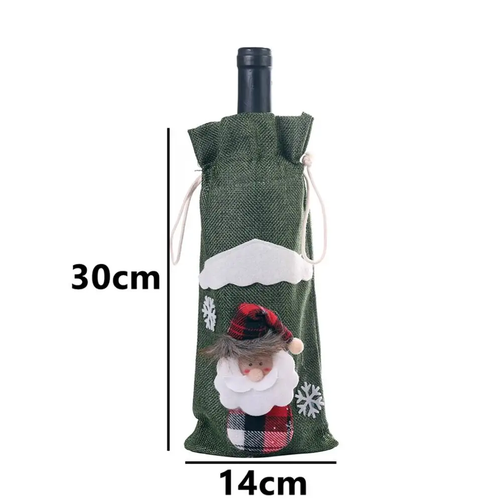 Wine Bottle Cover 5 Taoup льняная пеньковая клетчатая полоска веселое Рождество крышка бутылки вина украшения Рождественские настольные декорации Рождественский Декор для дома Noel Navidad - Цвет: Wine Bottle Cover 5