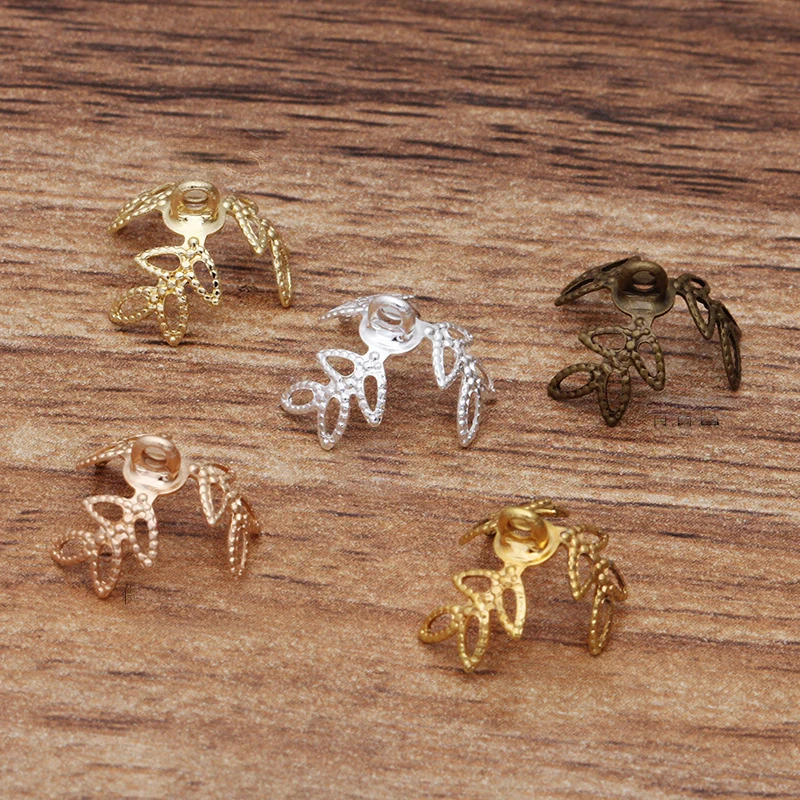 

(200 шт./лот) 6*10 мм Металлические латунные филигранные шапочки с петлей «сделай сам», аксессуары для ювелирных изделий ручной работы