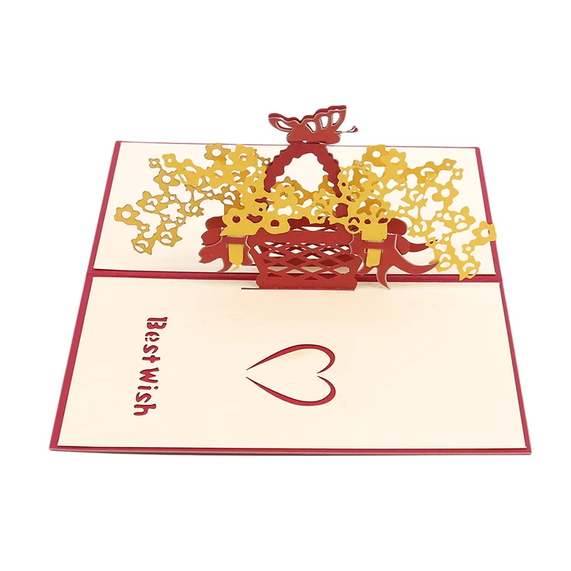 1 шт. Любовь цветок корзина лазерная резка оригами Бумага 3D всплывающие открытки