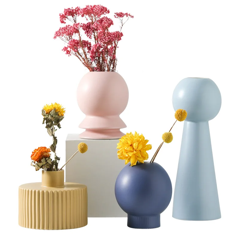 

Nordic Morandi Ceramic Vase Decoration Living Room Home Furnishing Creative Flower Arrangement Dried Flower Decoration