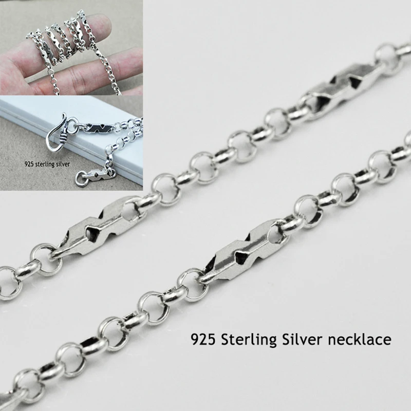 925 Sterling Silver color Men Necklace Thickness 3MM Vintage Punk Thai Trendy Male Chains Fashion Jewelry | Украшения и
