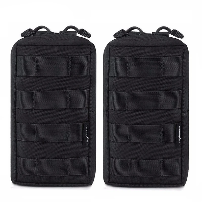 Black with logo 2 шт. EDC облегченная модульная система переноски снаряжения сумка тактическая поясная сумка в стиле милитари рюкзак аксессуары охотничий альпинистский держатель телефона нейлоновый жилет гаджет сумки для снаряжения - Цвет: Black with logo