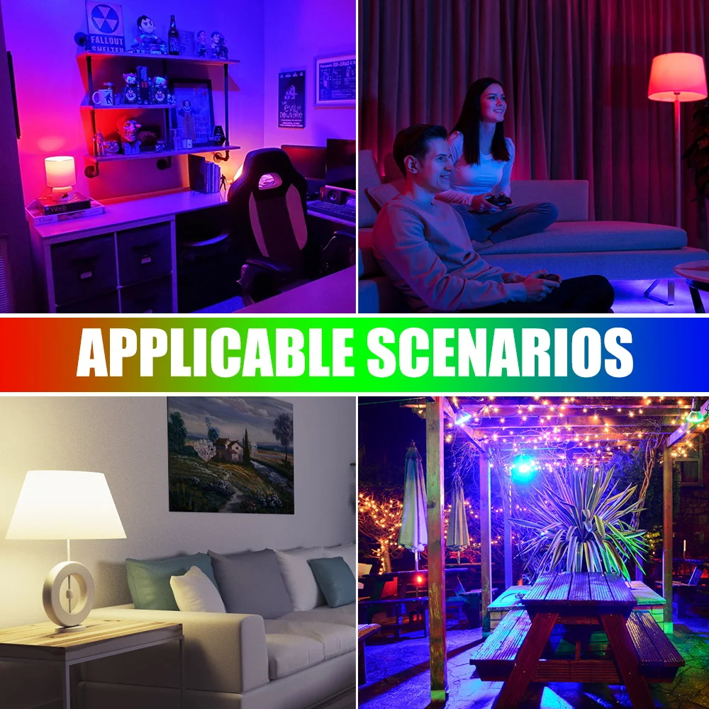 

E27 RGB LED GU10 Magic Bulb MR16 Lamp E14 Bombillas Smart Light 85-26V Lampara Home Party Decoration Bulb Dimmable Color LED 15W