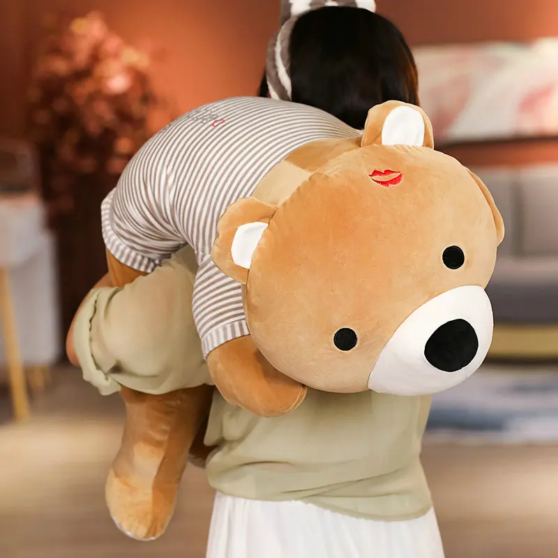 

120cm Large Size Fat Bear Plush Toys Soft Down Cotton Stuffed Animal Pillow Cushion Lying Teddy Doll Kids Baby Birthday Girl