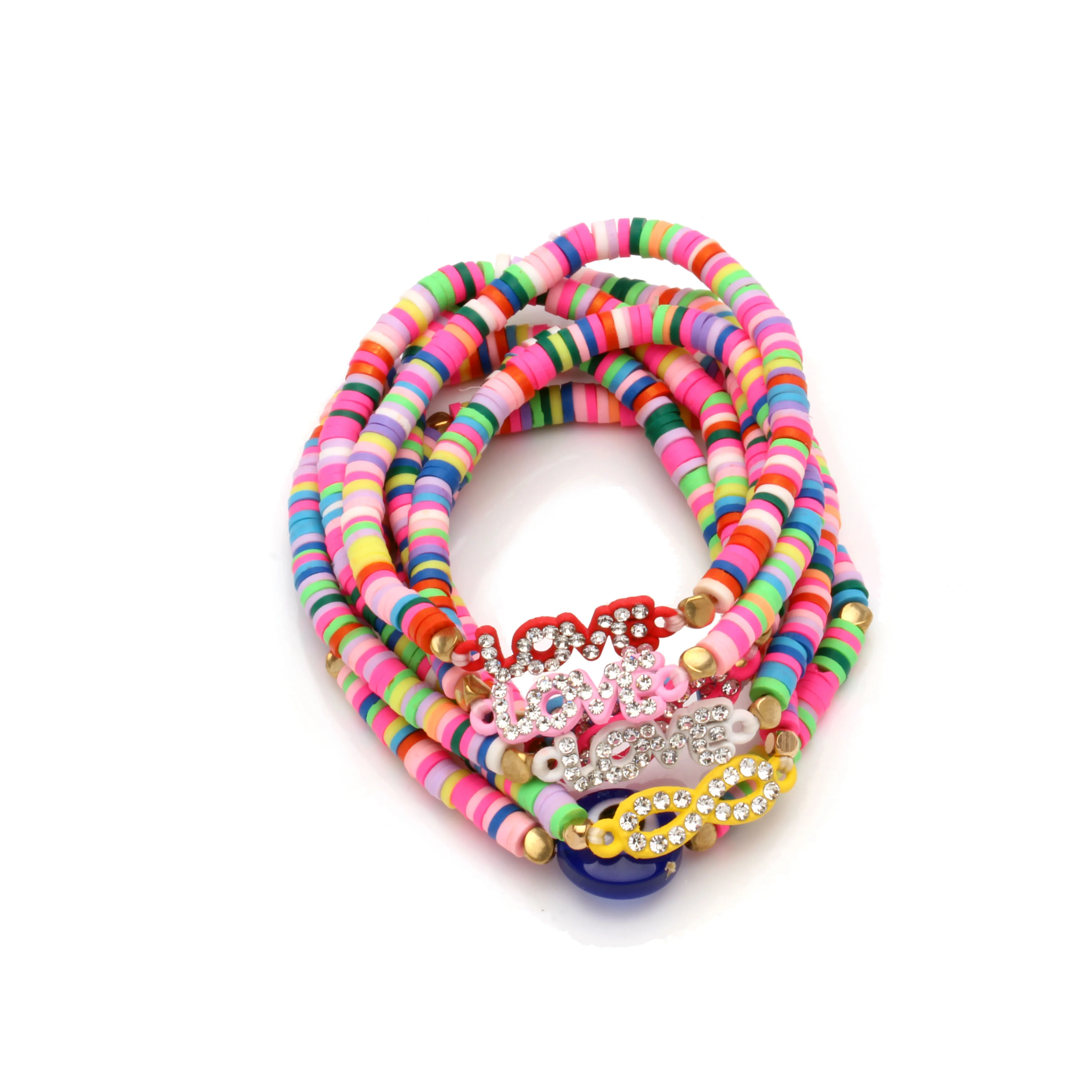 Африканские виниловые пластинчатые диски бусины Heishi Diamante Inifinity Love Charm
