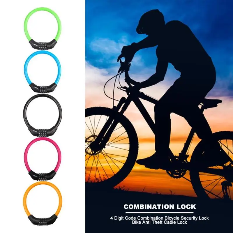 4-Digit Password Bicycle Code Lock Mountain Bike Portable Security Anti-theft Cable Steel Wire Accessories | Спорт и развлечения