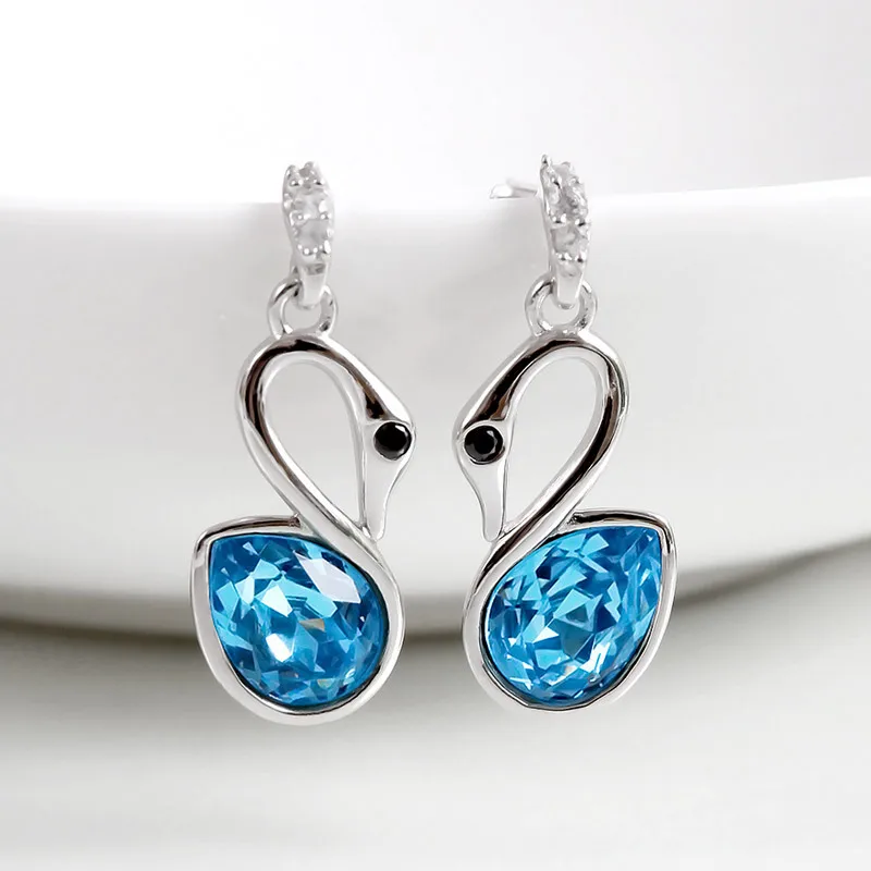 

Trendy Fashion S925 Sterling Silver Crystal Swan Earrings Customized High Quality Exquisite Gifts for Women