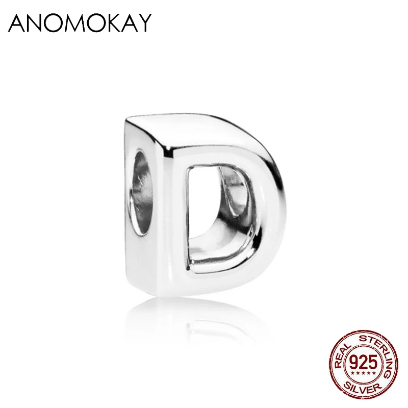 ANOMOKAY, новинка, 925 пробы, серебро, от A до Z, классика, 26 букв, бусины, амулеты, подходят для браслетов Pandora, сделай сам, изготовление ювелирных изделий