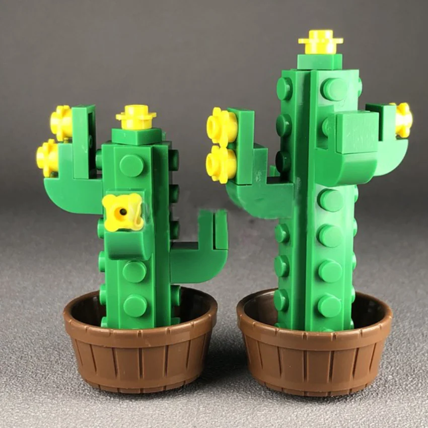 Кубики MOC игрушечные животные в горшке для самостоятельной сборки пустынный