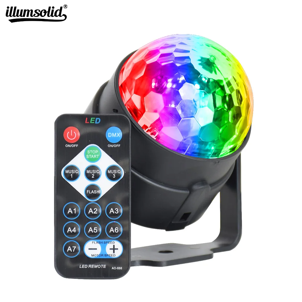 Mini RGB LED Crystal Magic Ball Stage Effect Lighting Lamp Bulb Party Disco Club DJ Light Laser Show