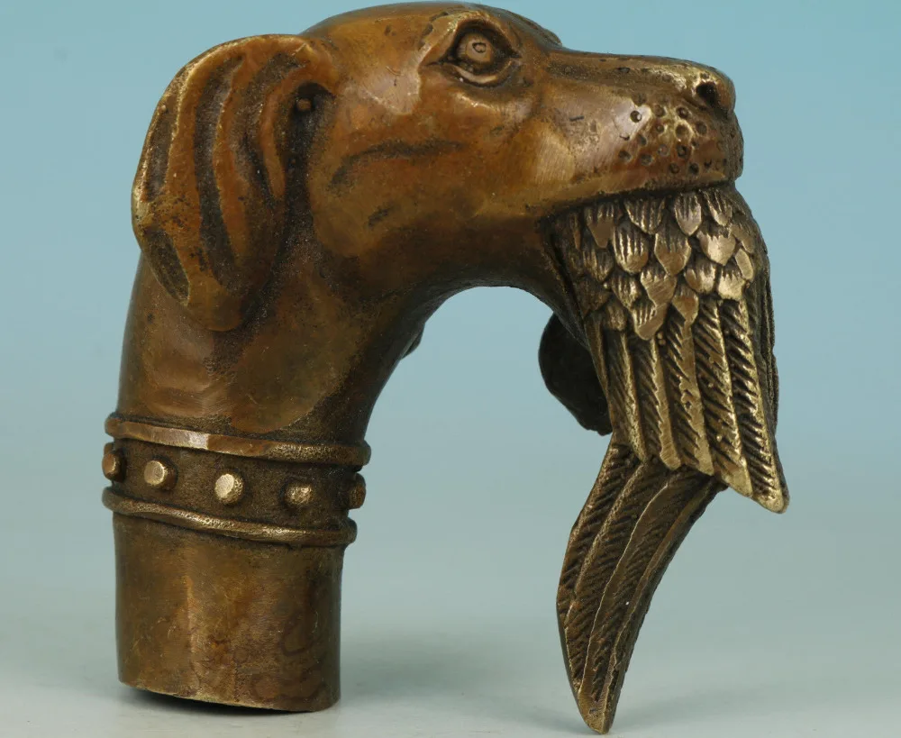 Античная старинная бронзовая ручная резная статуя собаки и птицы,  тростниковая трость с головой, бесплатная доставка | AliExpress