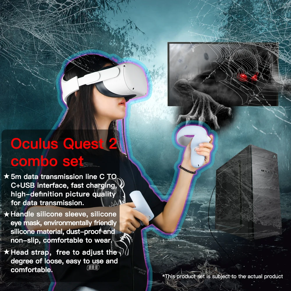 Подходит для Oculus Quest 2 Smart VR очки гарнитура с маской глаз силиконовый рукав кабель