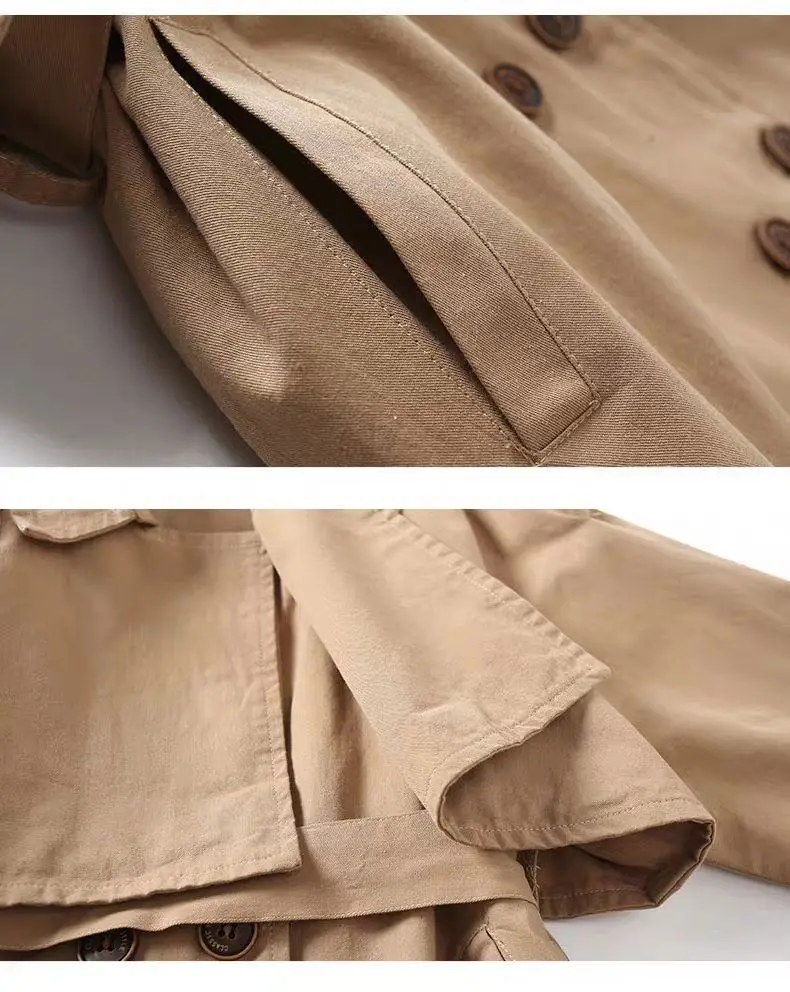 

Boy Trench Coat High Quality Long Coat Teenagers Outerwear Spring Fall 100-140cm Turn-down Collar Casual Handsome Cotton Clothes