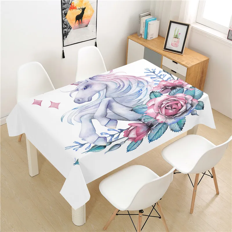 

Cartoon Unicorn Tablecloth polyester Hotel Picnic Table Rectangular Table Covers Home Dining Tea Table Decoration