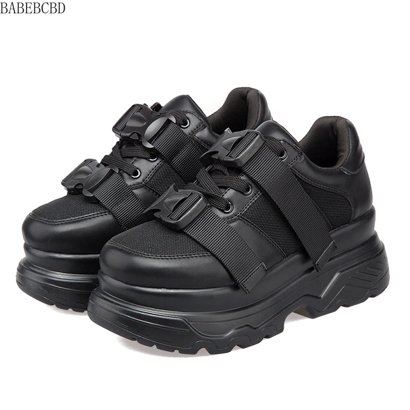 

Women's Platform Chunky Sneakers 2020 fashion Mesh Buckle female Thick Bottom shoes woman Women's Vulcanize Shoes