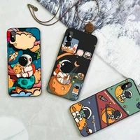 cute cartoon astronaut spaceman phone case for iphone 13 11 pro max 12 mini xs mobile shell 7 8 plus 5s x xr se 2020 6 6s cover