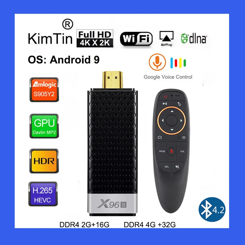 X96S 4K tv Stick Android 9,0 Мини ПК 4 ГБ 32 ГБ Amlogic S905Y2 четырехъядерный 2,4G& 5 ГГц двойной Wifi BT4.2 1080P H.265 Miracast tv Dongle