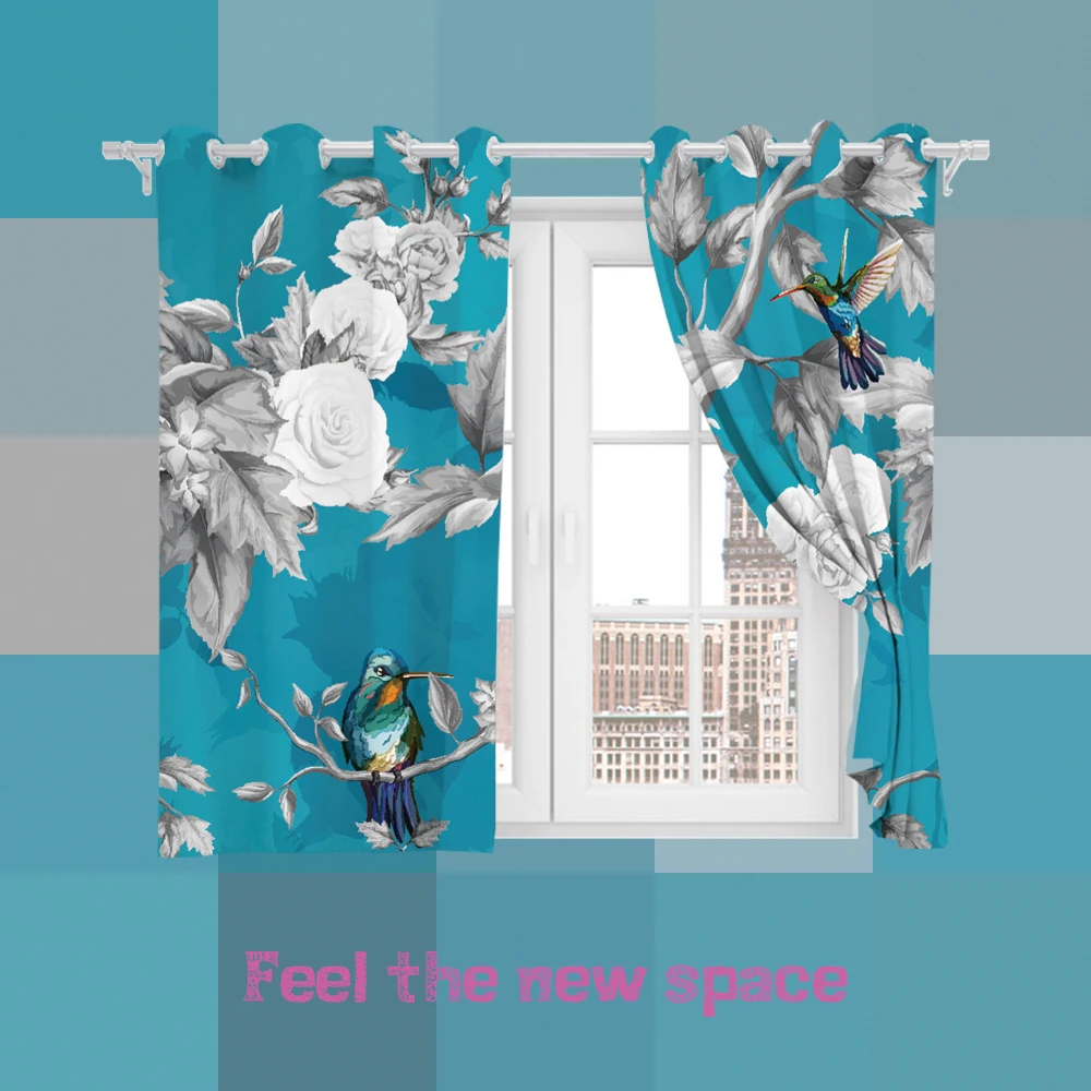 

Punch Hook Blackout Curtain Flower Customized Full Shade Sunscreen Blinds For Windows Home Kitchen Bedroom LivingRoom Decoration