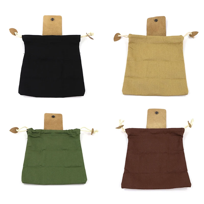 

Canvas Bag With Leather Cover Buckle Foldable With Drawstring For Camping