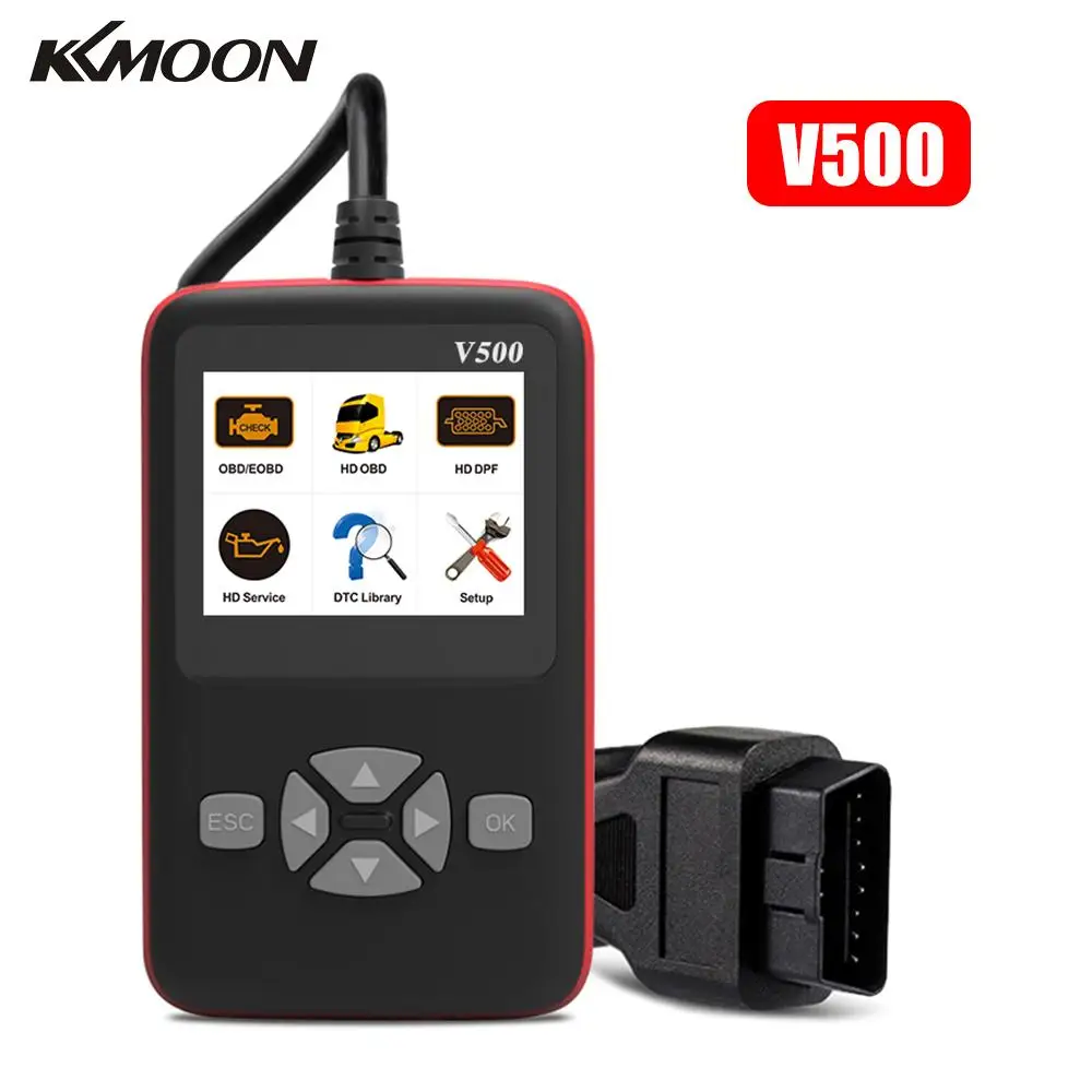 KKMOON V500 Универсальный O B D2 сканер неисправности двигателя ридер проверить
