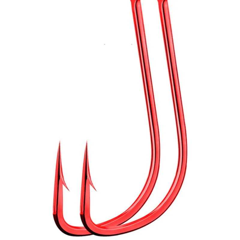 10шт Red острый Рыболовный крючок углерода Сталь изогнутой рукоятки офсетная
