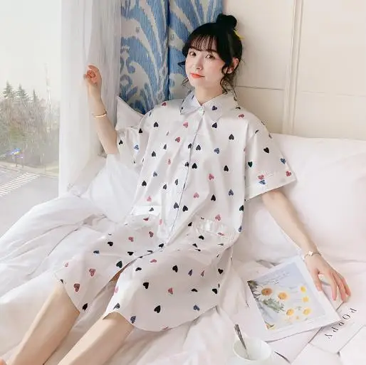 

Night wear women casual loose nightgowns cute cartoon silk nightshirt female spring summer nightdress new korean student's dress